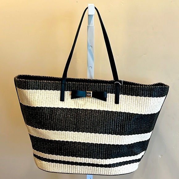 Kate Spade Bow Straw Beach Bag NWOT - Picture 4 of 10